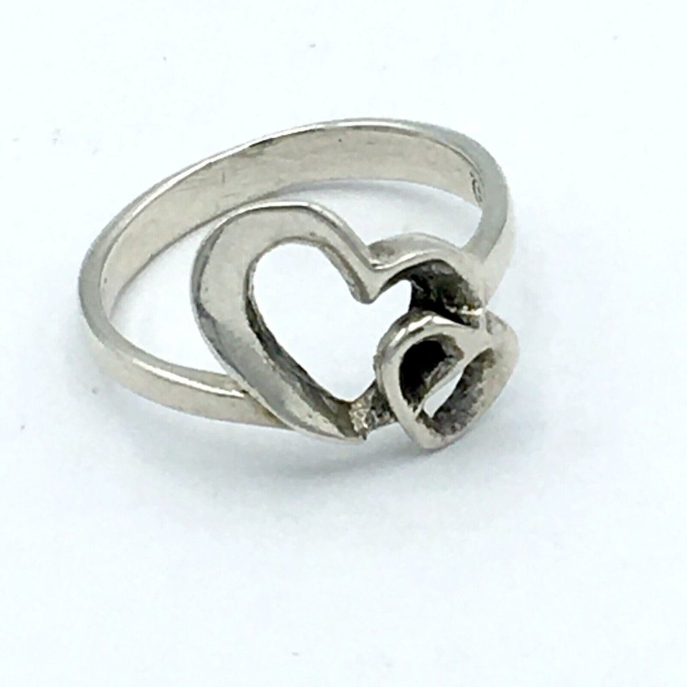 Double Interlocking Heart Sterling Silver Ring - … - image 4